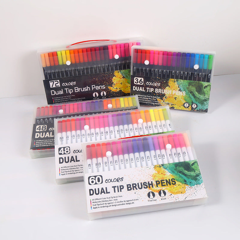 Ensemble de stylos aquarelle double-pointe Marqueurs de couleur Stylo à crochet doux pour peinture