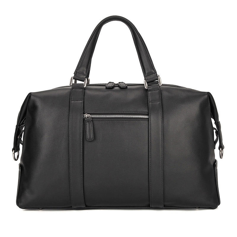 Sac de voyage décontracté en cuir véritable noir classique en cuir nappa
