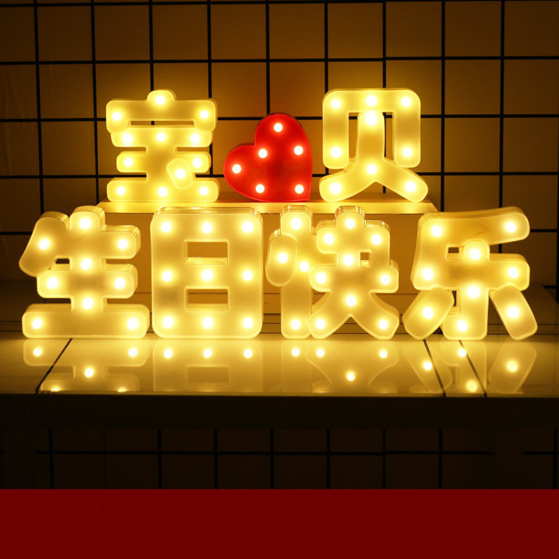 Lettres Lumineuses LED Joyeux Anniversaire Demande en Mariage Décoration