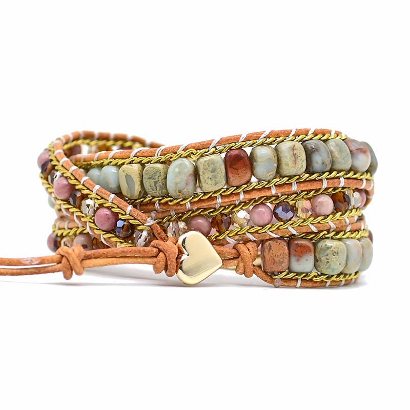 Bracelet enroulé multi-couches cœur irrégulier fantaisie