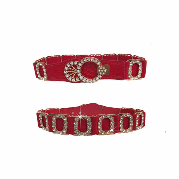 Ladies Elastic Belt Accessories Decorative Rhinestone Belt