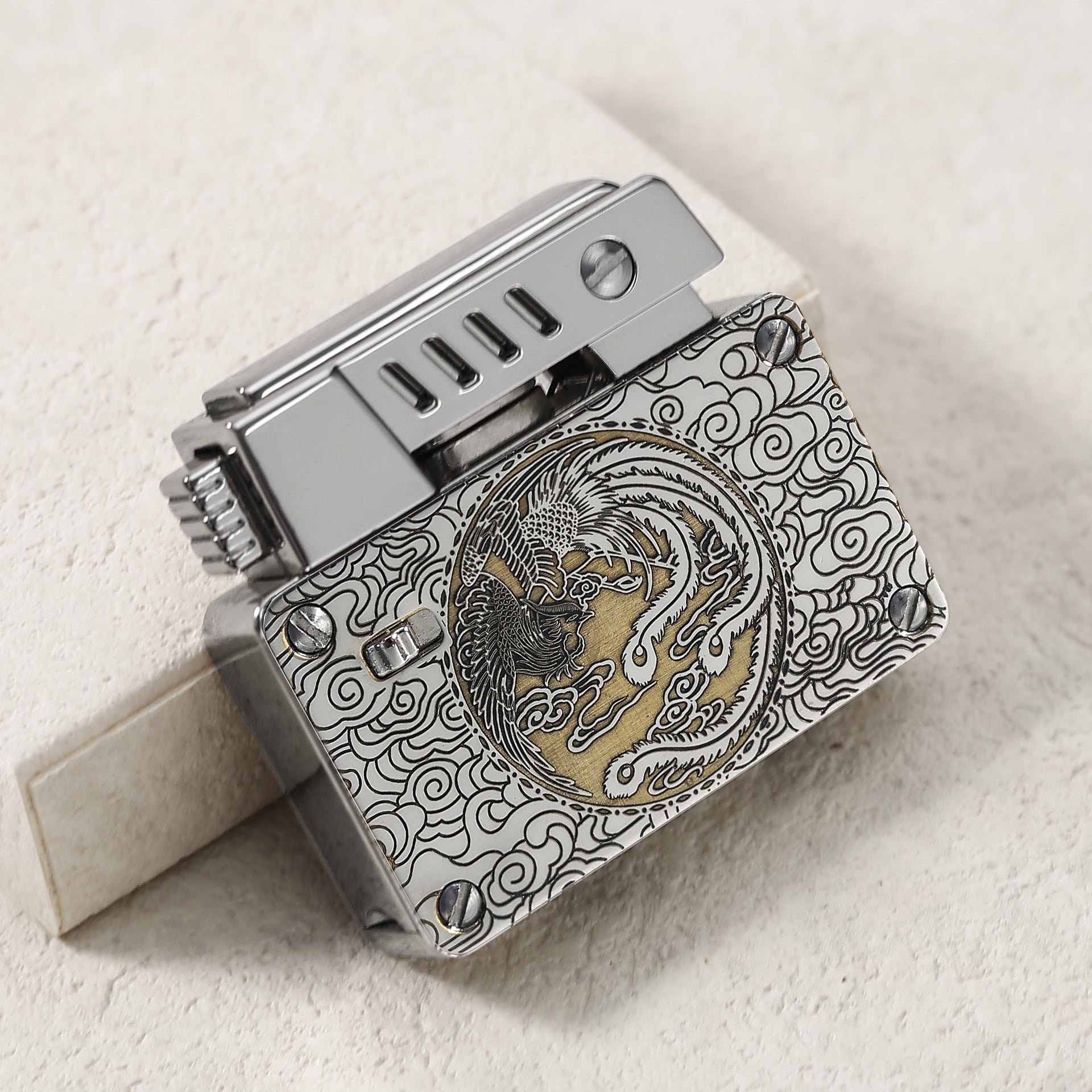 One-click Catapult Double Fire Creative Double-sided Carved Personality Lighter