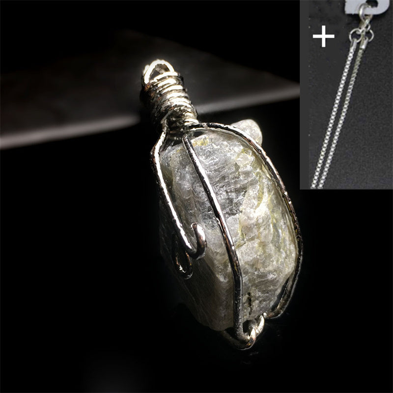 Natural Crystal Agate Rough Stone Pendant Irregular Winding