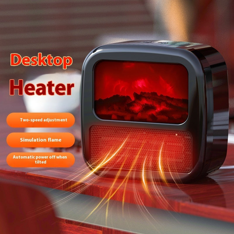 Radiateur Soufflant Électrique Portable Chauffage D'Appoint 3D à Flammes Réalistes Ventilateur d'Air Chaud Chauffage d'Hiver