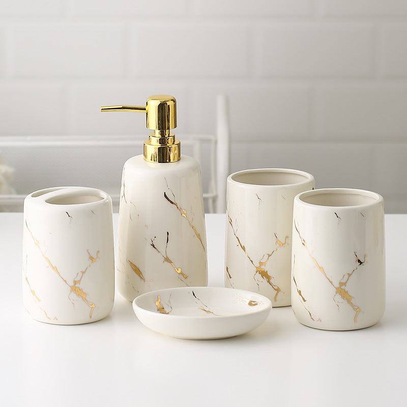 Five-piece Toilet Ceramic Bathroom Supplies Wash And Rinse Cup