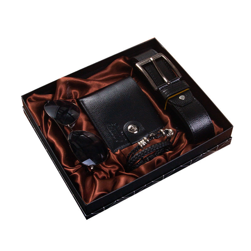 Men's Gift Set Wallet Belt Bracelet Sunglasses