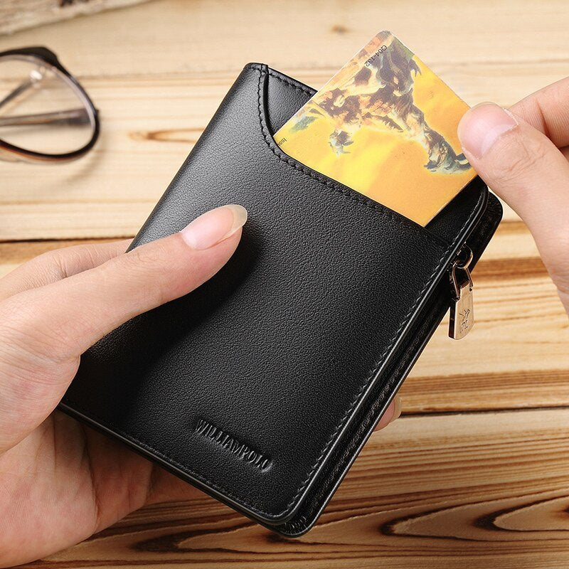 Portefeuille court en cuir pour hommes