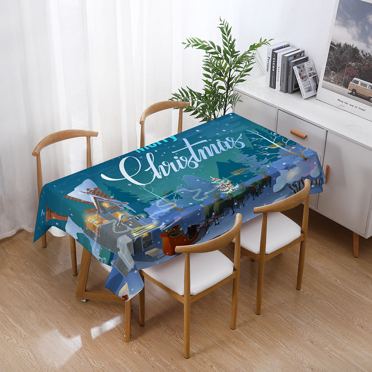 Printed Christmas Polyester Tablecloth Rectangular