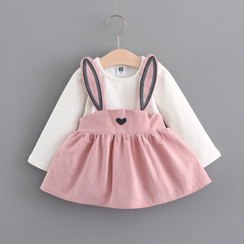Automne, nouvelle collection de vêtements coréens pour enfants, robe mignonne de lapin pour filles, robe de princesse pour bébés 916