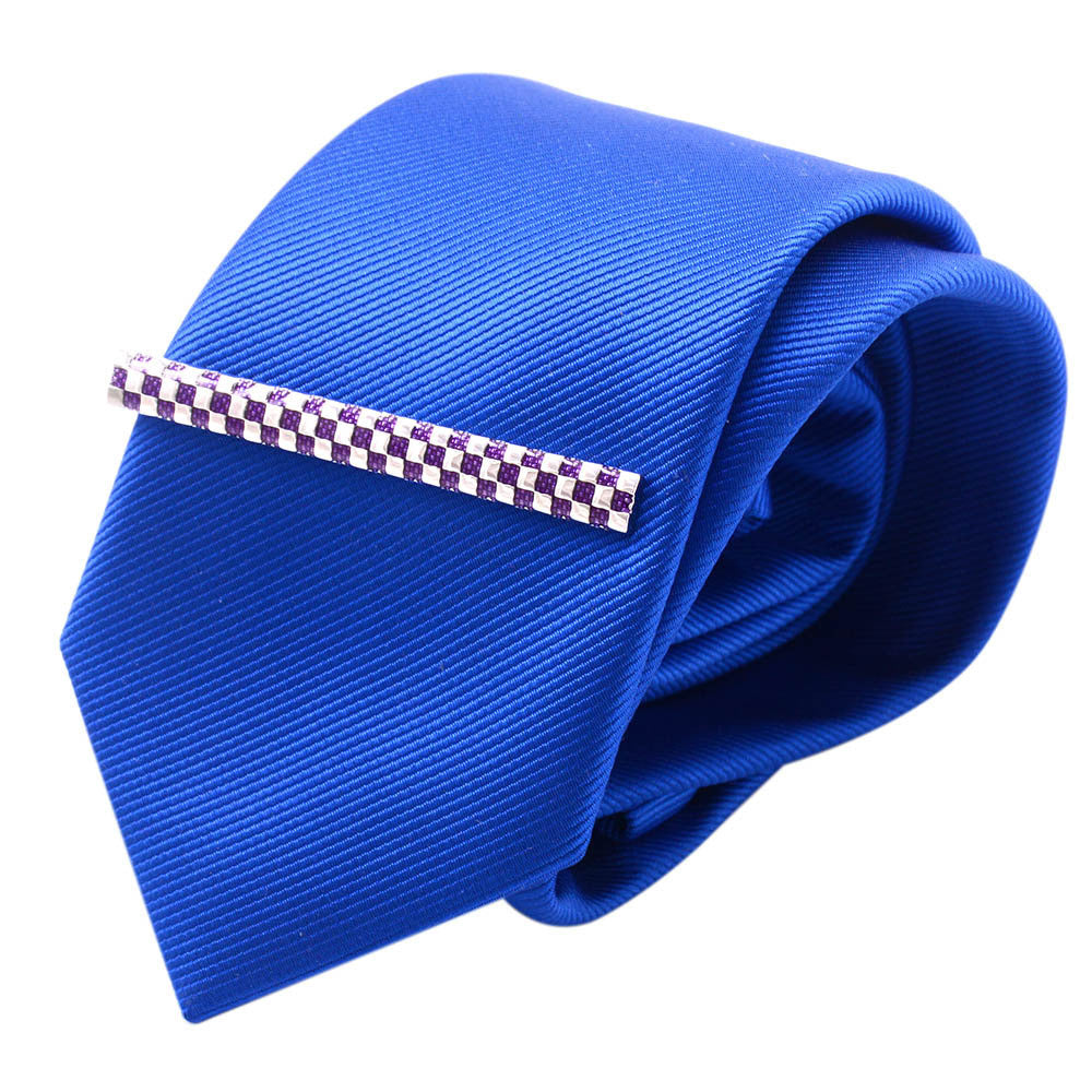 Classic Checkered Drops Transparent Blue Oil Formal Wear Business Neckline Clip