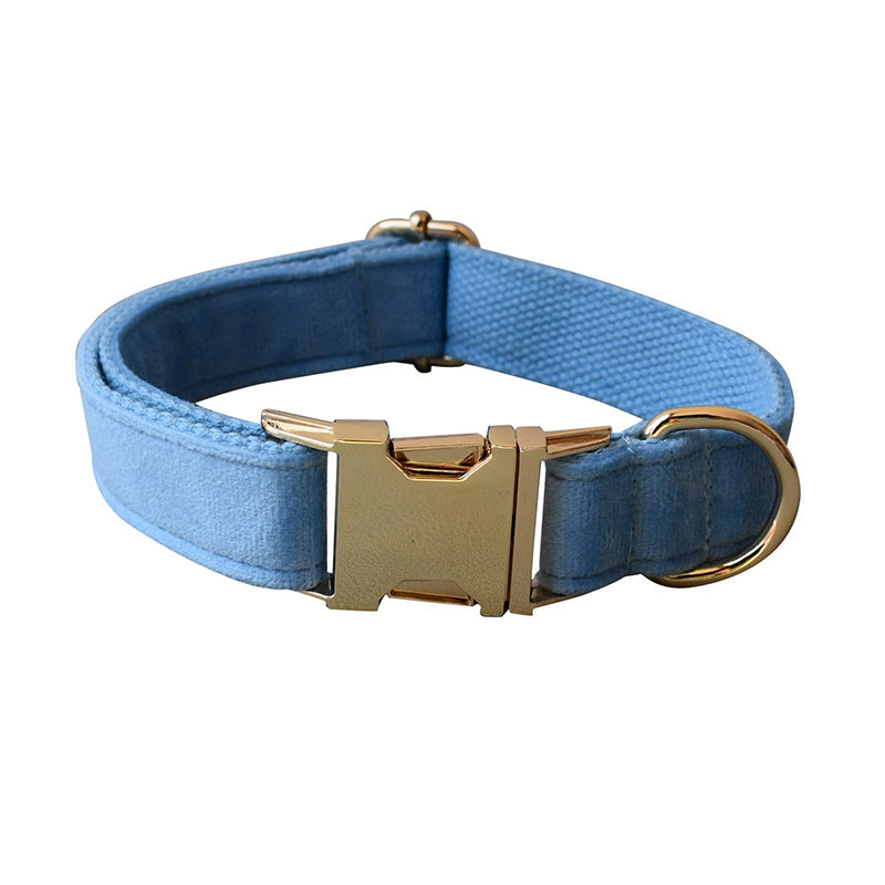 Collier pour chien en velours bleu Laisse pour chien Collier pour animaux de compagnie