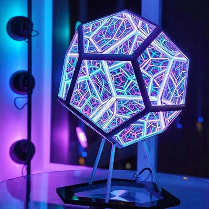 Lampe de nuit créative, cool et illimitée en forme de dodécaèdre, petite, couleur