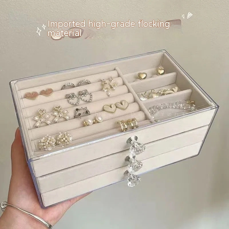 Boîte de rangement transparente pour bijoux (boucles d'oreilles, colliers)