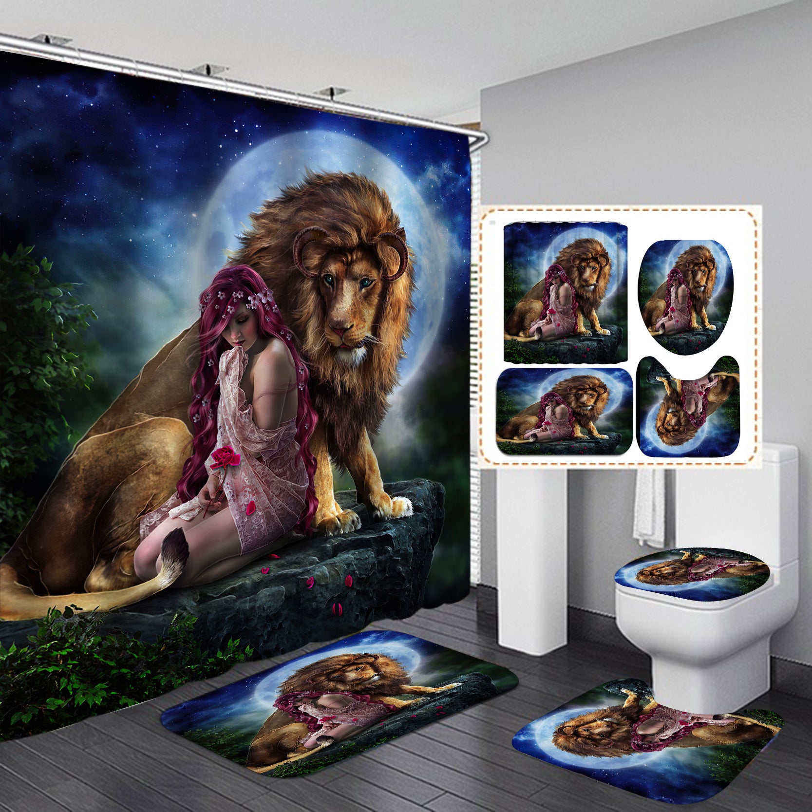 Bathroom Partition Animal Shower Curtain
