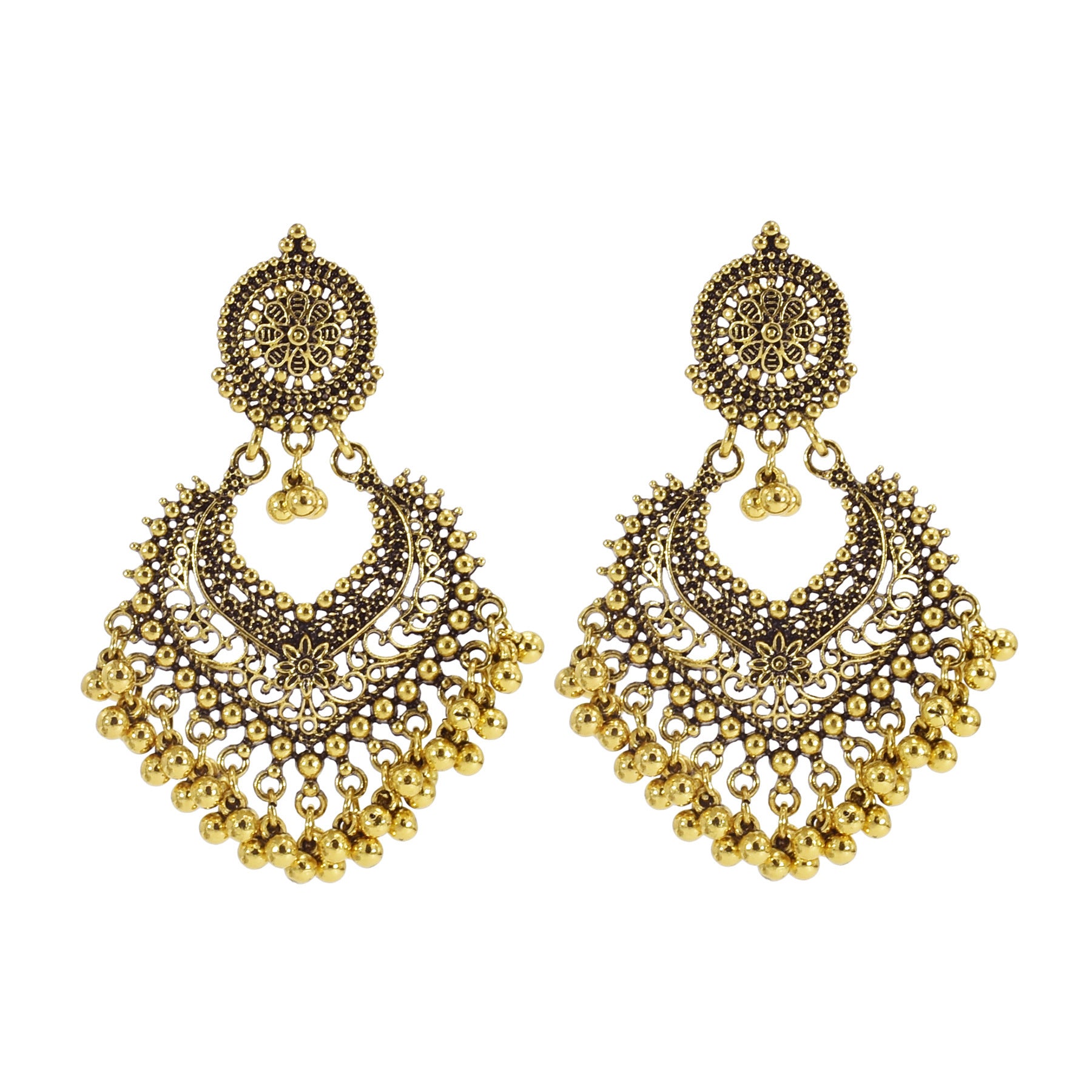 Fan-shaped Retro Ethnic Style Earrings Tassel Hollow