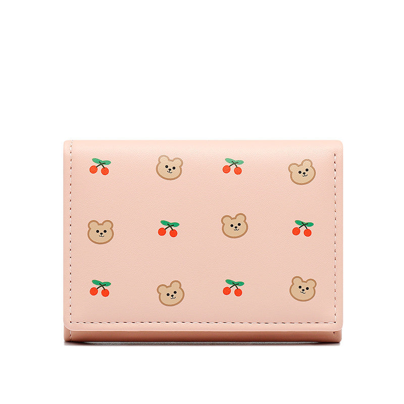 Short Wallet Cute Bear Cherry Mini