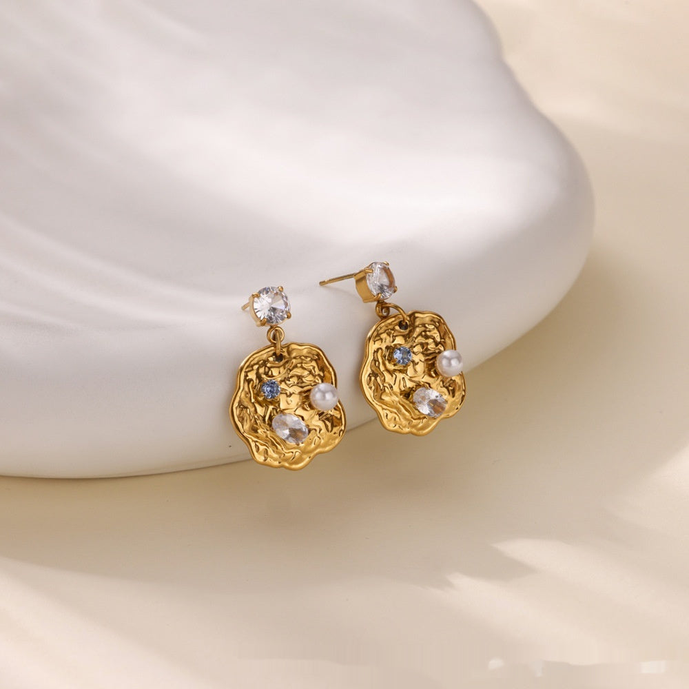 Boucles d'oreilles perles originales fleur zircon