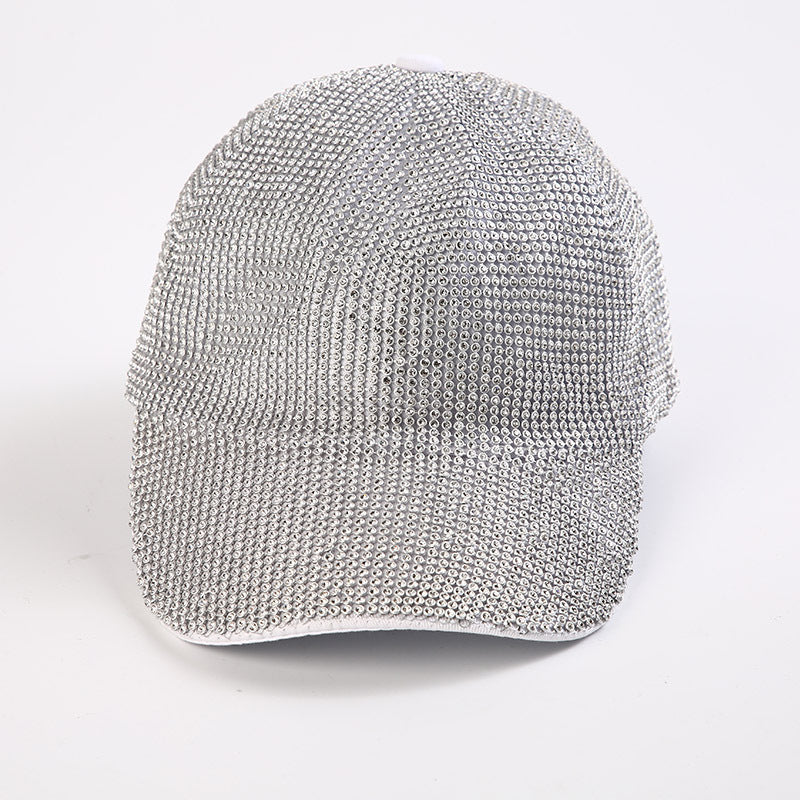 Full Diamond Full Diamond Rhinestone Baseball Hat Peaked Hat For Women Summer Wide Brim Korean Style Face-looking Small Big Head Circumference Trendy Net Red