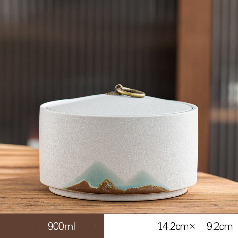 Home Large Sealed Ceramic Tea Storage Jar