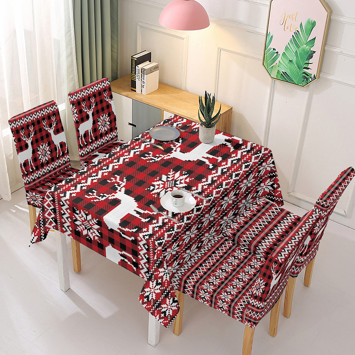 Stretch One-piece Chair Cover Printed Tablecloth