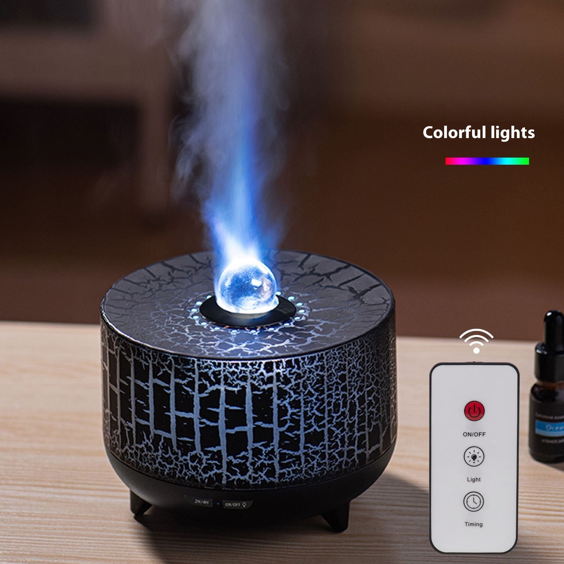 Diffuseur d'arôme humidificateur d'air à perles de flamme de simulation colorées
