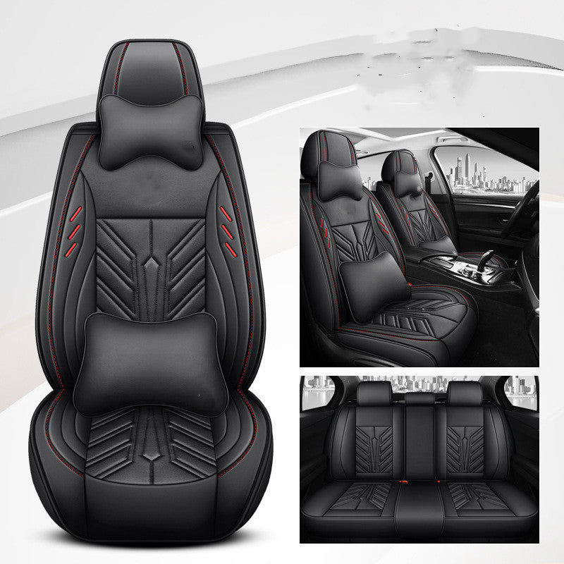 Coussin de siège de voiture tout compris, résistant à l'usure, entièrement en cuir, avec surpiqûres contrastées