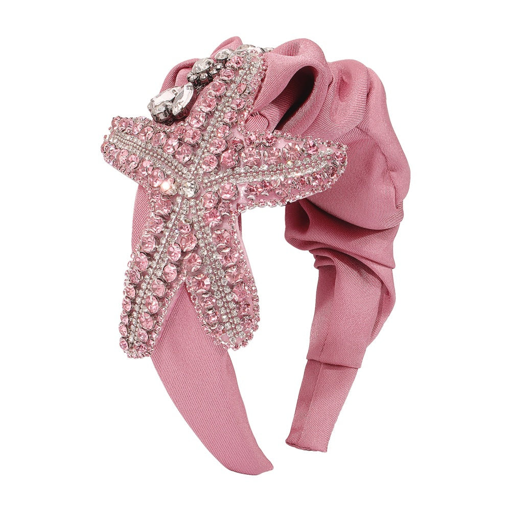 Bandeau Étoile de Mer Personnalité Exagérée en Tissu Rétro Accessoires de Cheveux Luxe Léger