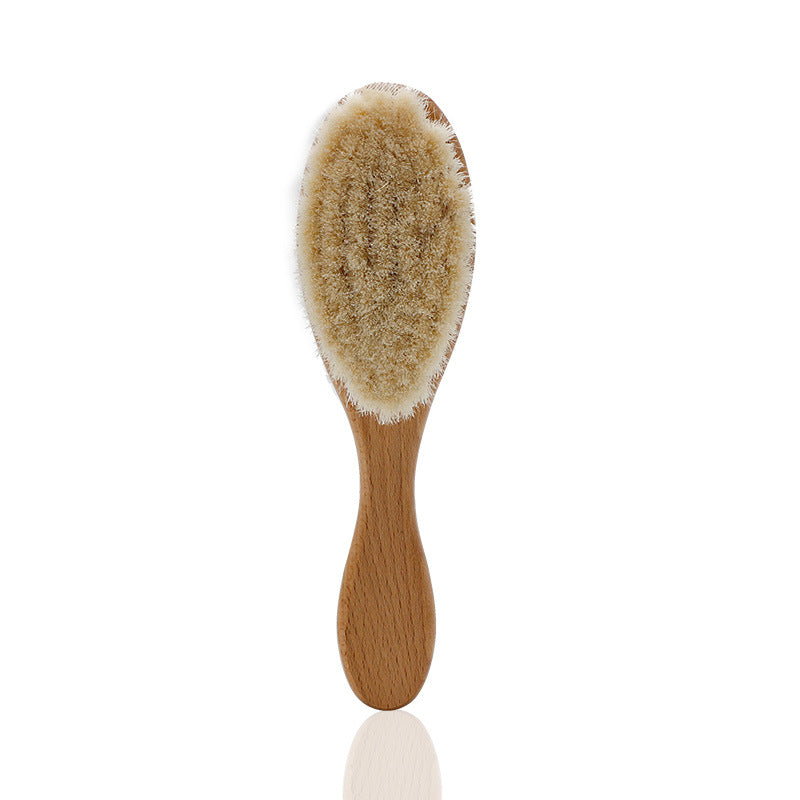 Brosse à cheveux de bébé en bois massif et laine