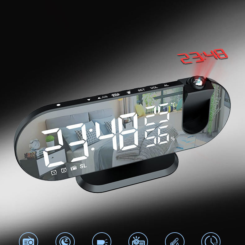 Mirror LED Projection Voice-activated Temperature Alarm Clock