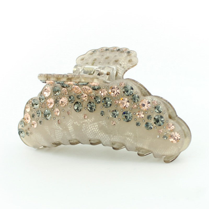 Pince à cheveux grande taille en forme de requin avec diamant pour femme