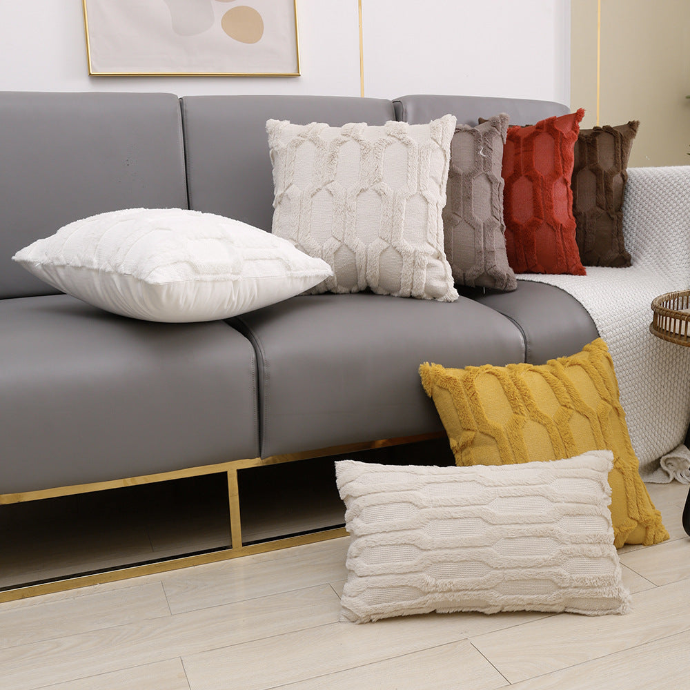 Classic Cover Plush Embroidered Lumbar Pillow Sofa Cushion Trend