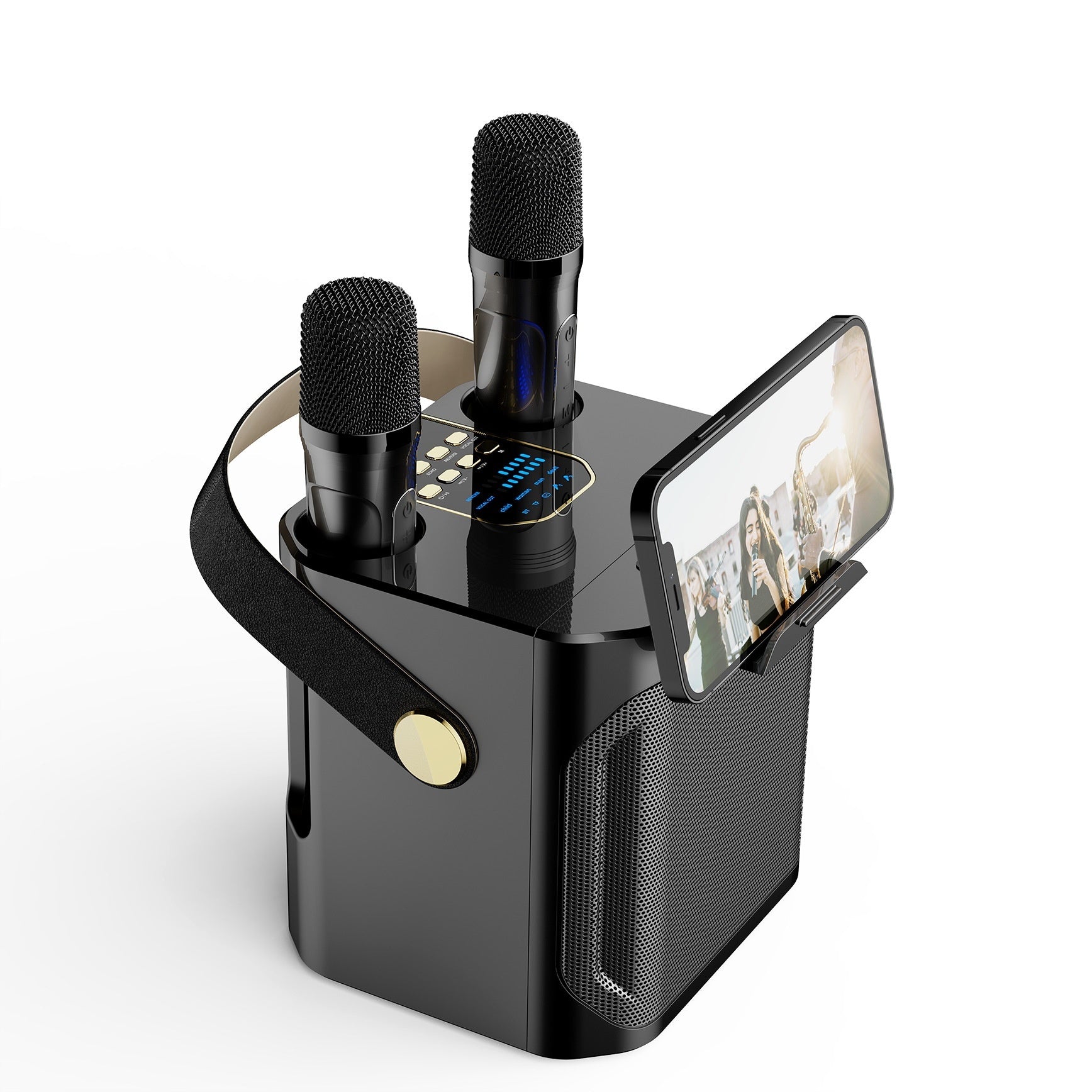 Haut-parleur Bluetooth karaoké d'extérieur grand volume double microphone domestique avec microphone machine karaoké tout-en-un