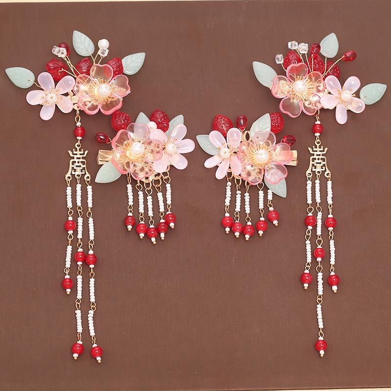 Ensemble d'accessoires pour cheveux en forme de fleur à pompons et à pas de secousse pour femmes