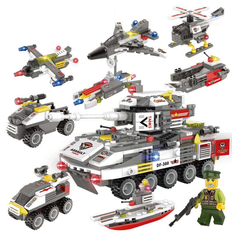 Porte-avions militaire, blocs de construction, jouets DIY pour enfants