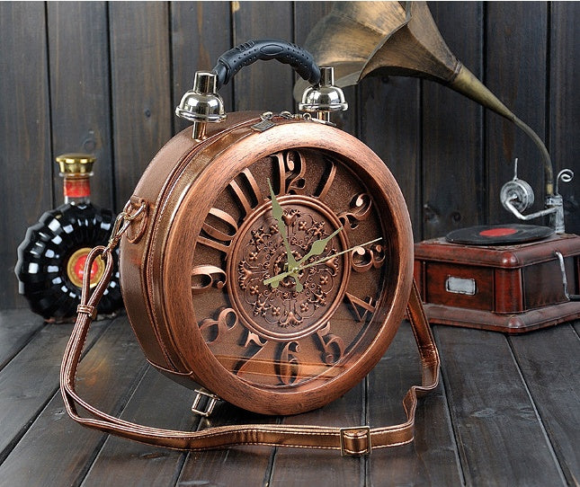 Ladies One Shoulder Alarm Clock Retro Handbag