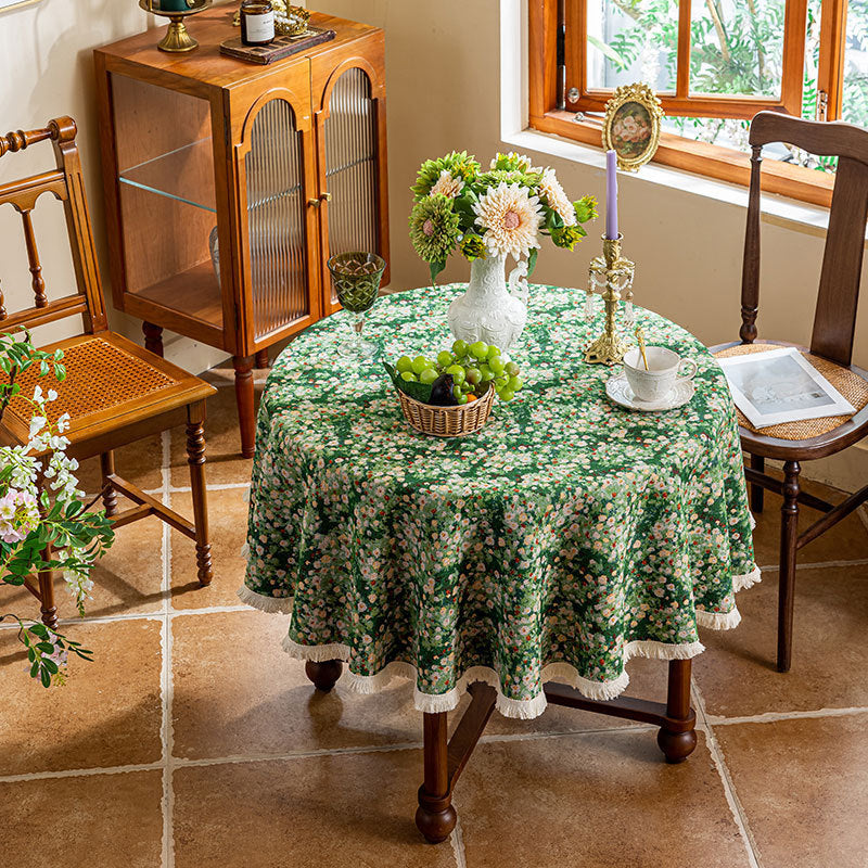 American Country Encryption Jacquard Round Coffee Table Cloth