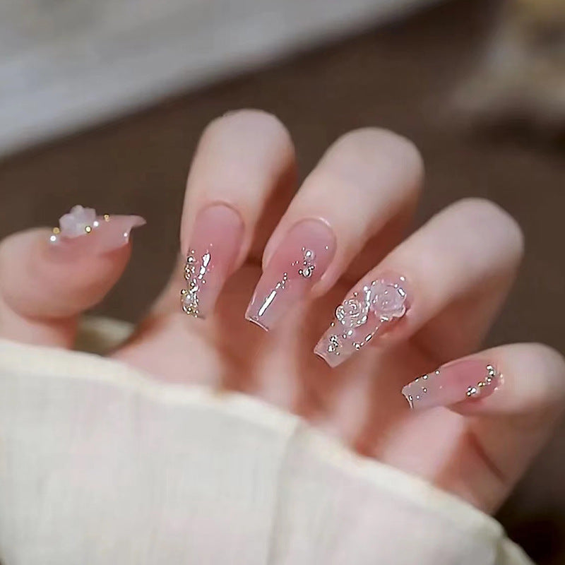Nouvel ongle de glace fait main à travers la camélia portable