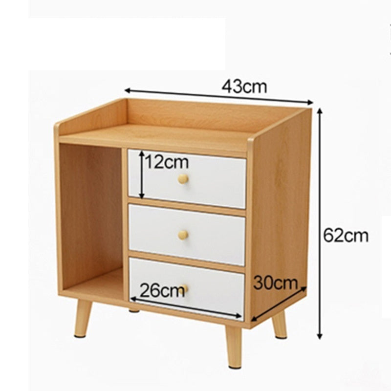 Simple Modern Bedroom Multifunctional Wooden Shelf Bedside Table
