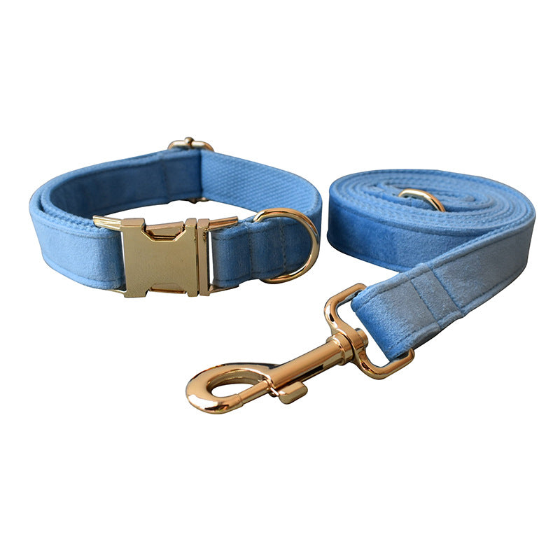 Collier pour chien en velours bleu Laisse pour chien Collier pour animaux de compagnie