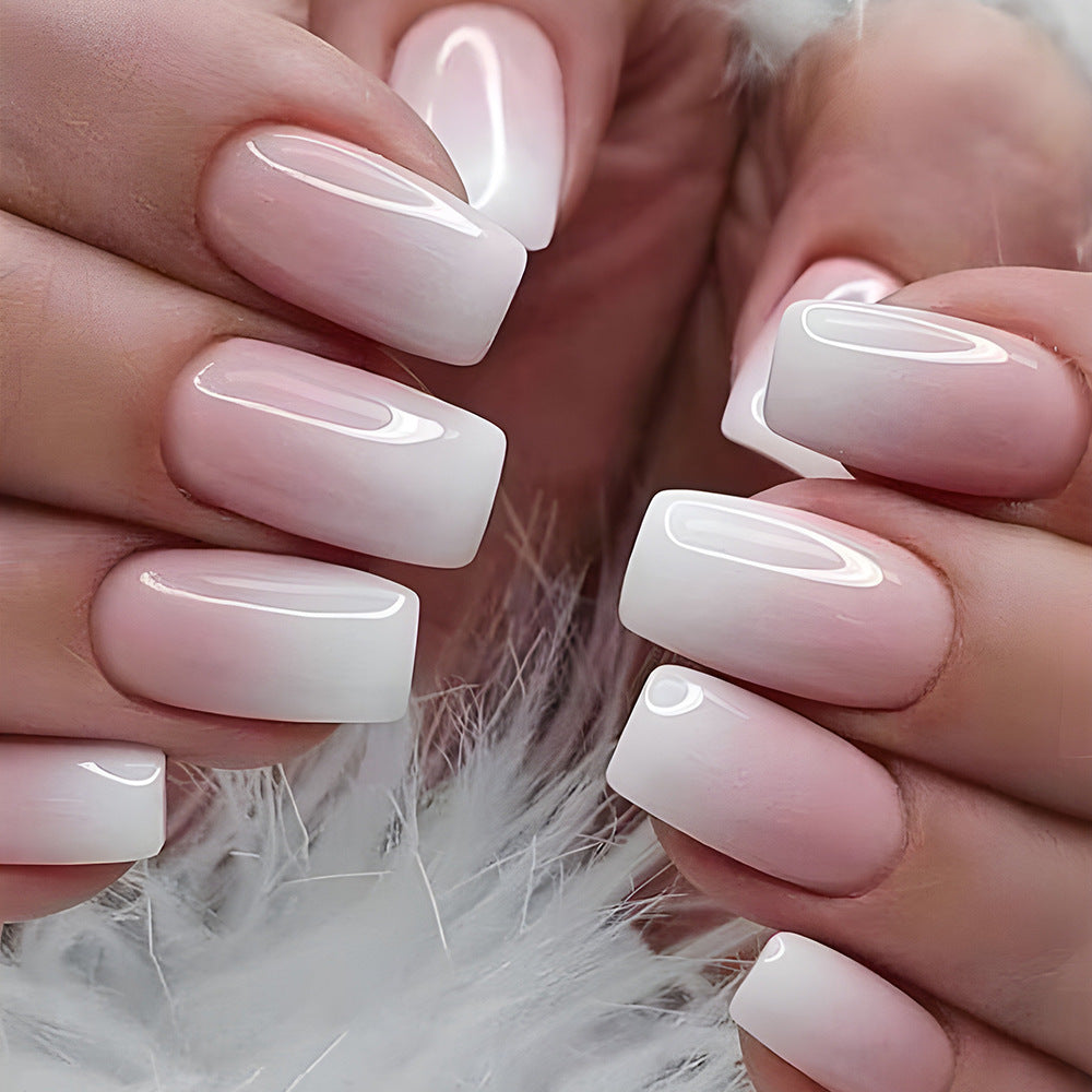 Autocollants d'ongles dégradés en poudre de gelée style doux