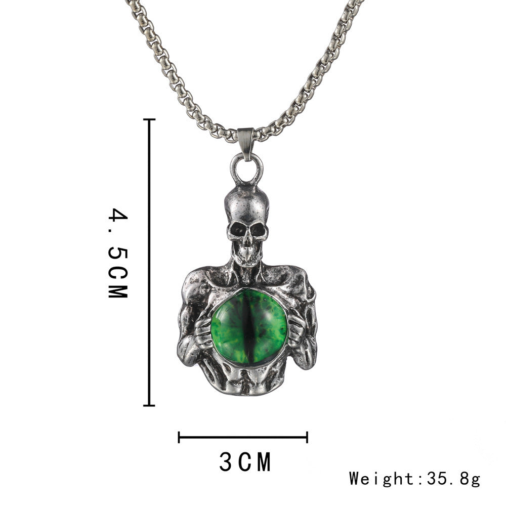 Retro Hip Hop Street Male Skull Pendant Stainless Steel Necklace