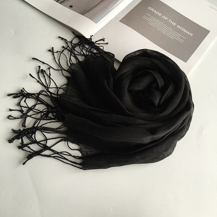 Thin Linen Candy Color Scarf Travel Holiday Sunscreen Shawl
