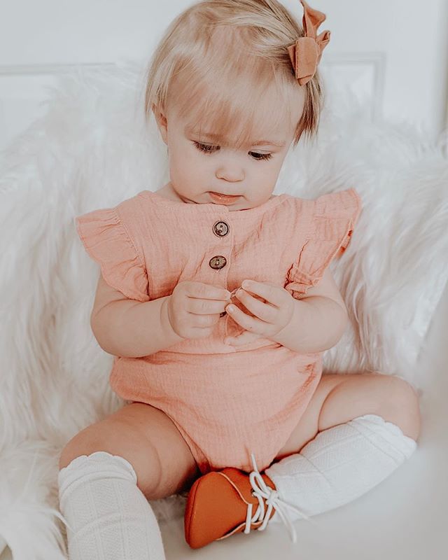 Solid Color Lace Button Triangle Romper