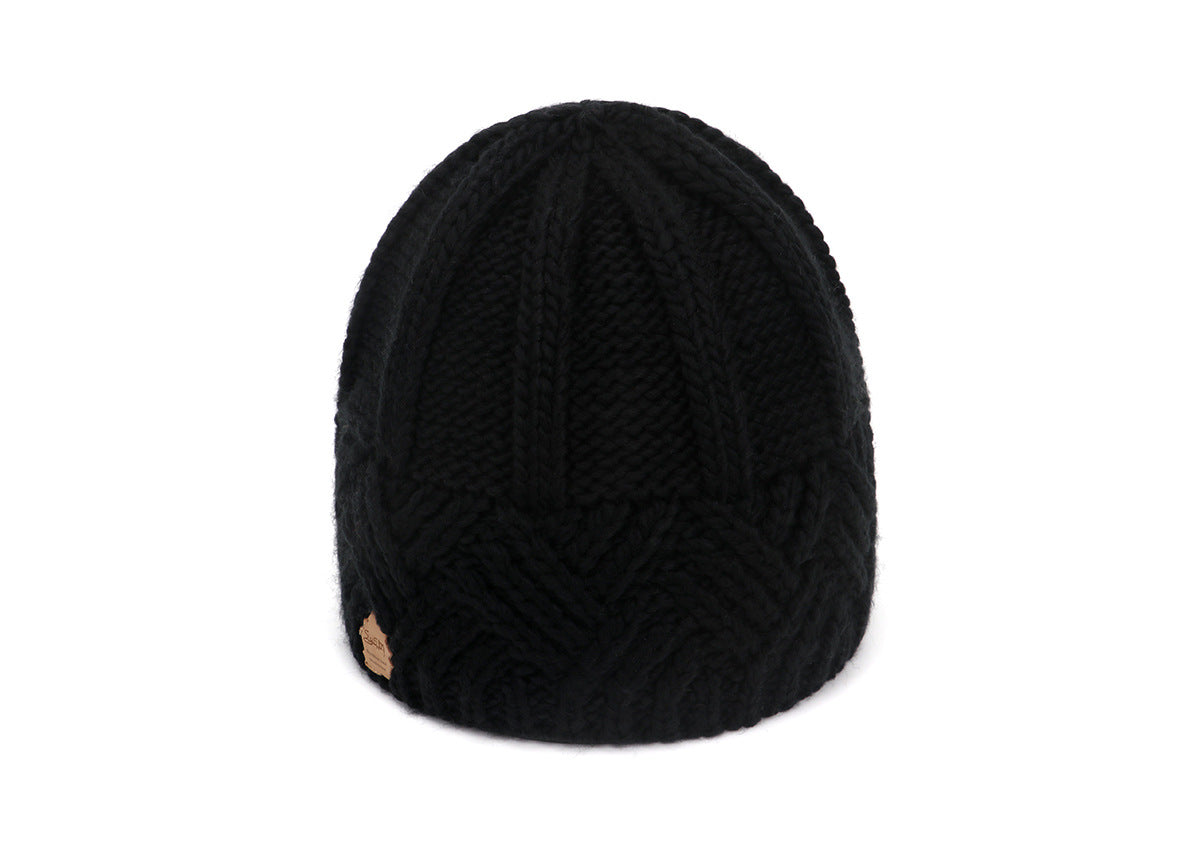 Retro Style Rhombus Lattice Thick Needle Wool Knit Hat