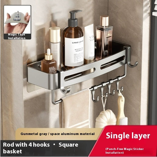 Gun Gray Bathroom Rack Triangle Wall-mounted Punch-free Storage