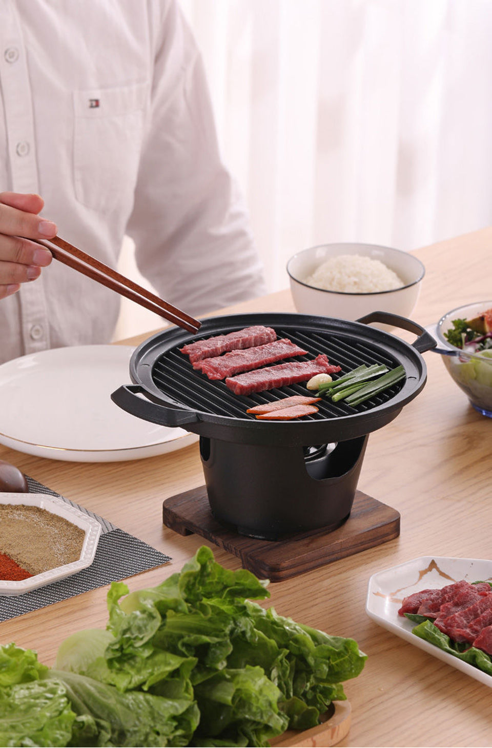 Mini barbecue, réchaud à alcool, barbecue de table sans fumée, outils de cuisson pour rôtir la viande