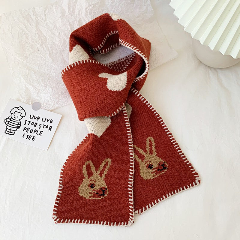 All-match Love Rabbit Short Warm Wool Knitted Scarf