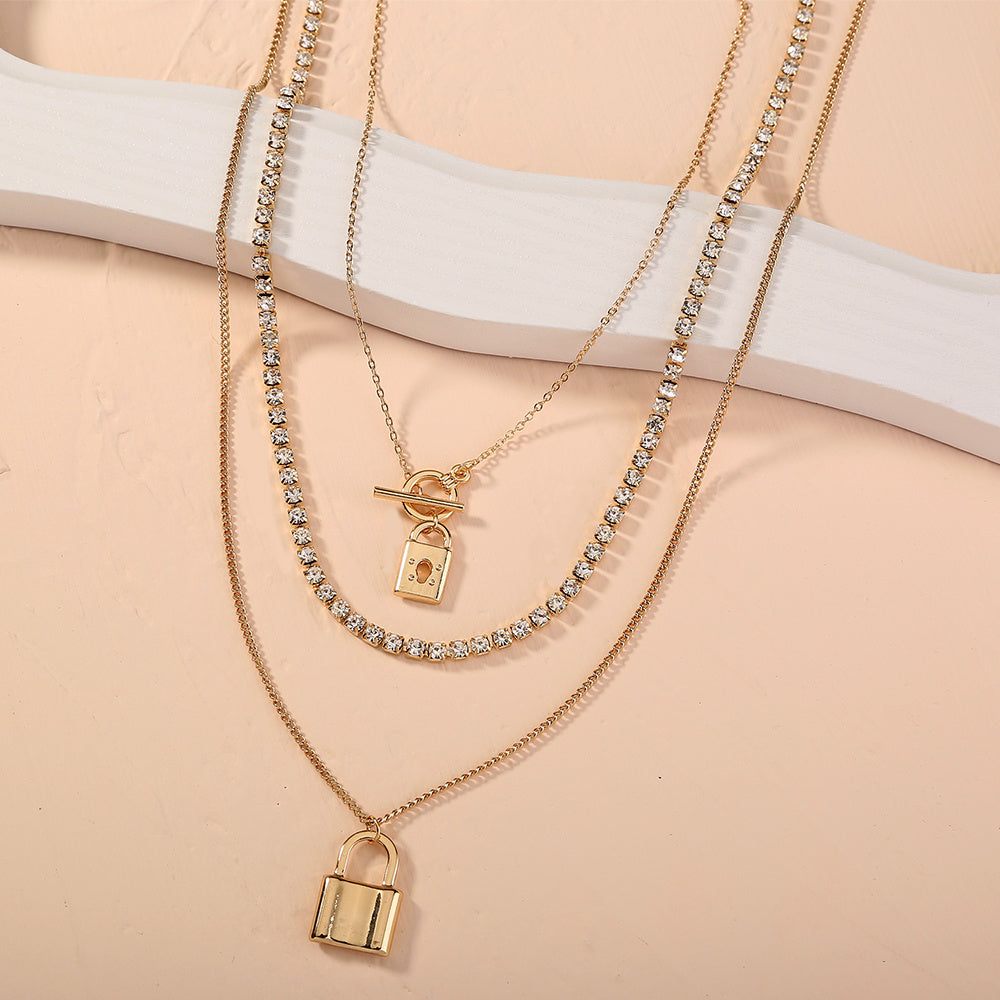 Creative design of tidal geometry lock pendant with detachable multi-layer necklaces