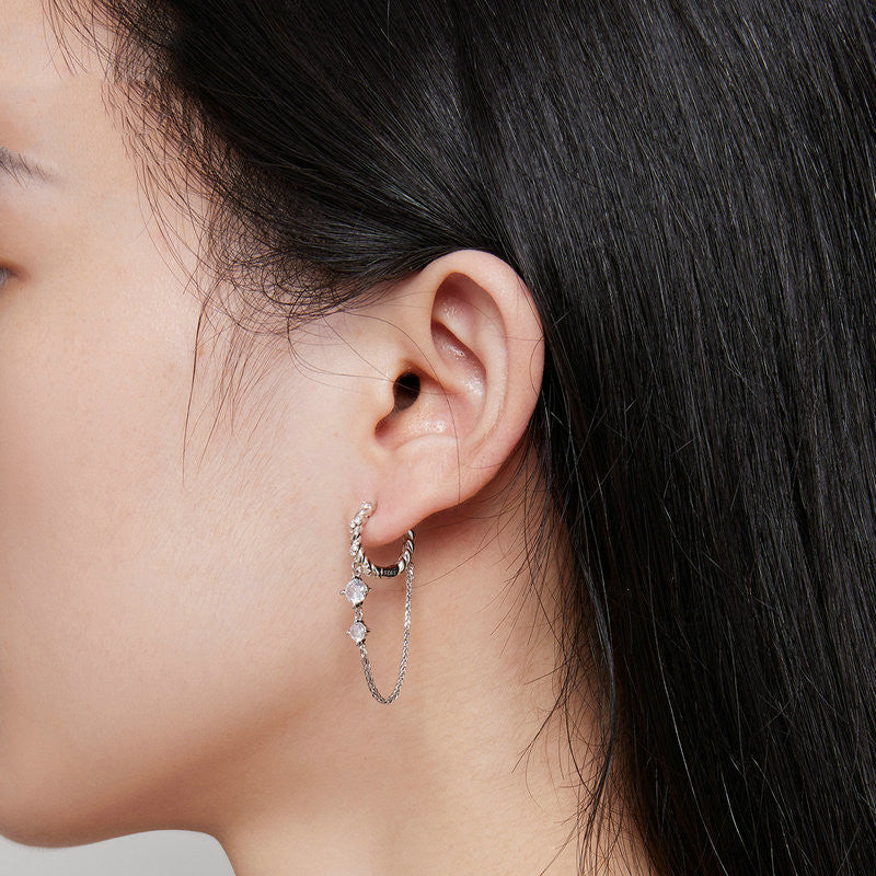 Platinum Plated Delicate Tassel Earrings For Women