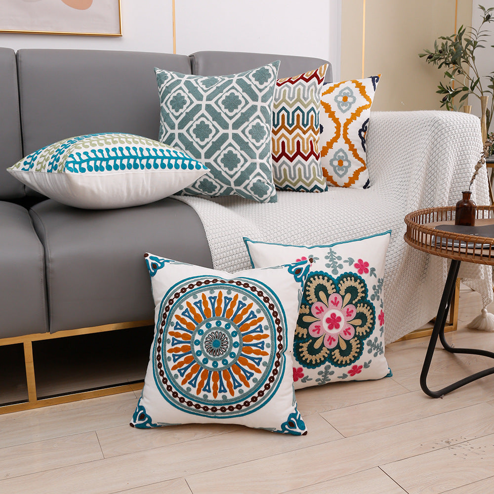 Towel Embroidery Words Pillow Cover Sofa Waist Rest
